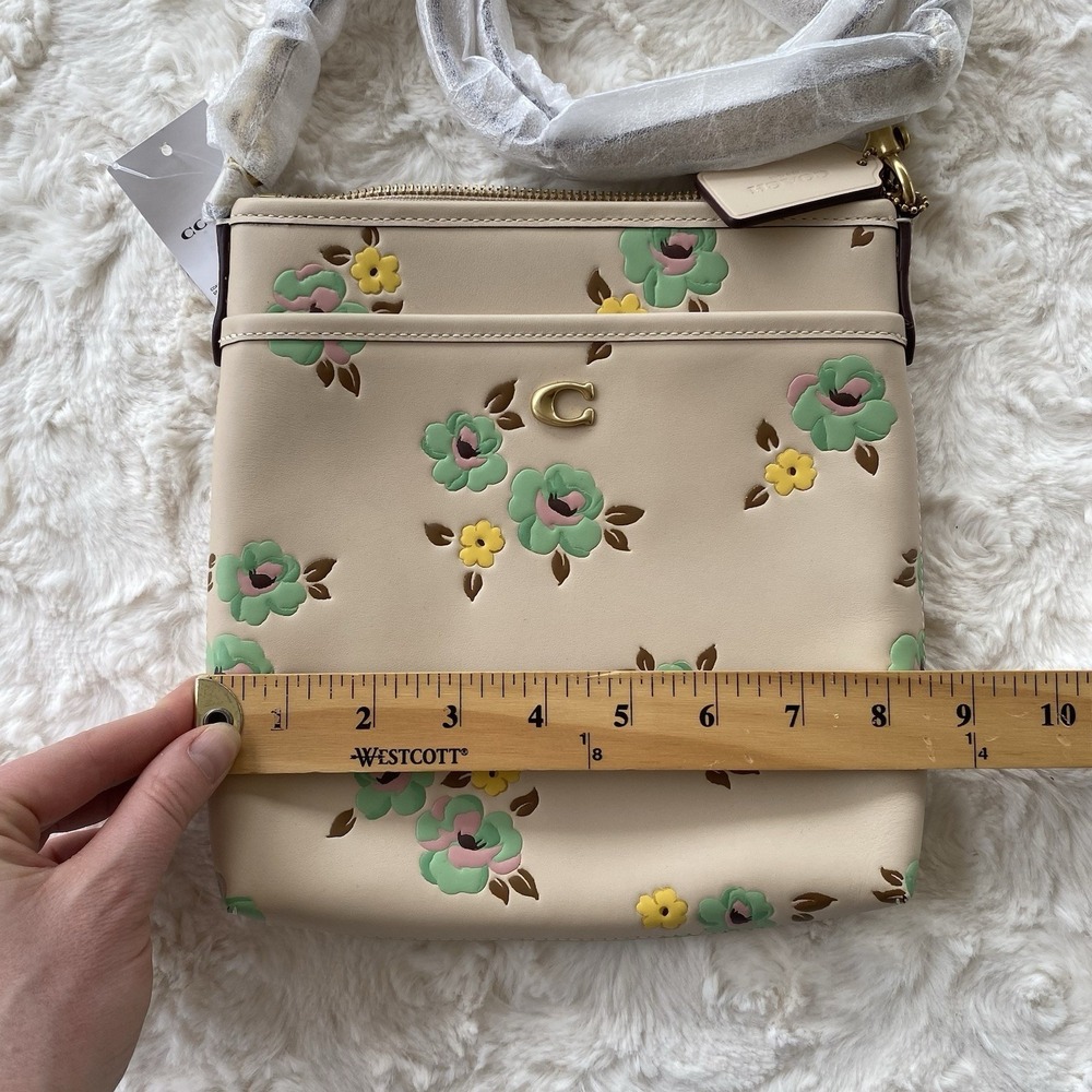 Coach Kitt Messenger Crossbody Bag Pastel Floral Ivory Multi Leather CI183 NWT - Picture 14 of 15